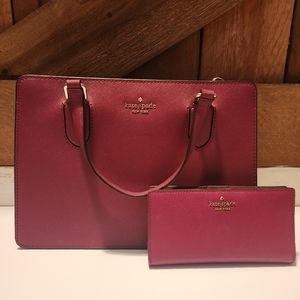 Kate Spade Laurel Way Reese Satchel and matching leather wallet